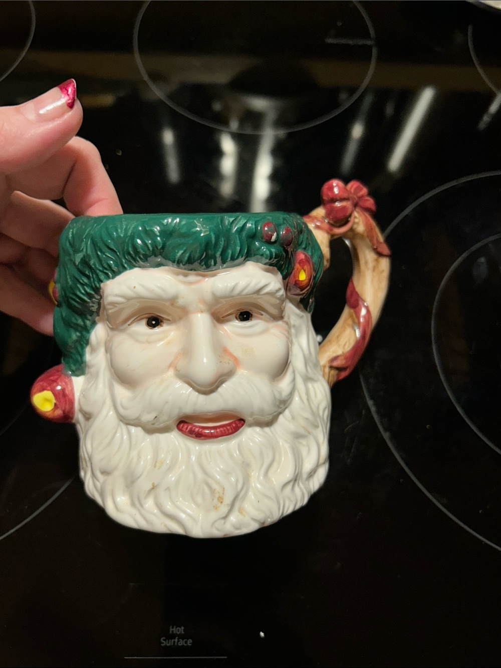 Festive Santa Face Ceramic Mug - Holiday Design. No nicks on this Saint Nick